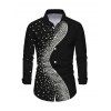 Party Couple Outfit Diagonal Rhinestone Dot Print U Neck Bodycon Dress and Long Sleeve Shirt Set - Noir S | US 4