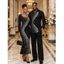 Party Couple Outfit Diagonal Rhinestone Dot Print U Neck Bodycon Dress and Long Sleeve Shirt Set - Noir S | US 4