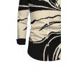 Winter Couple Outfit Colorblock Abstract Ink Painting Print U Neck Bodycon Dress and Long Sleeve Shirt Set - Noir S | US 4