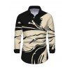 Winter Couple Outfit Colorblock Abstract Ink Painting Print U Neck Bodycon Dress and Long Sleeve Shirt Set - Noir S | US 4