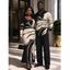 Winter Couple Outfit Colorblock Abstract Ink Painting Print U Neck Bodycon Dress and Long Sleeve Shirt Set - Noir S | US 4