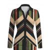 Vintage Couple Outfit Colorblock Geometric Zig Zag Print Ruched Button Up Bodycon Shirt Dress and Long Sleeve Shirt Set - multicolor A S | US 4