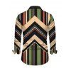 Vintage Couple Outfit Colorblock Geometric Zig Zag Print Ruched Button Up Bodycon Shirt Dress and Long Sleeve Shirt Set - multicolor A S | US 4