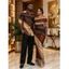 Vintage Couple Outfit Tie Dye Print Off the Shoulder Ruched Mesh Panel Bodycon Dress and Long Sleeve Shirt Set - Bronze S | US 4