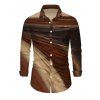 Vintage Couple Outfit Tie Dye Print Off the Shoulder Ruched Mesh Panel Bodycon Dress and Long Sleeve Shirt Set - Bronze S | US 4