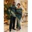 Vintage Couple Outfit Tie Dye Print Off the Shoulder Ruched Mesh Panel Bodycon Dress and Long Sleeve Shirt Set - Bronze S | US 4