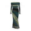 Vintage Couple Outfit Tie Dye Print Off the Shoulder Ruched Mesh Panel Bodycon Dress and Long Sleeve Shirt Set - Vert S | US 4