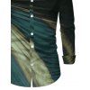 Men's Casual Shirt Ombre Tie Dye Print Button Up Long Sleeve Shirt - Vert M