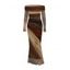 Elegant Party Dress Tie Dye Print Off the Shoulder Ruched Mesh Panel Bodycon Dress - Bronze XXL | US 14