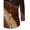 Men's Casual Shirt Ombre Tie Dye Print Button Up Long Sleeve Shirt - Bronze 5XL