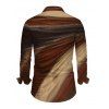 Men's Casual Shirt Ombre Tie Dye Print Button Up Long Sleeve Shirt - Bronze 5XL