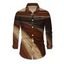 Men's Casual Shirt Ombre Tie Dye Print Button Up Long Sleeve Shirt - Bronze 5XL