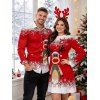 Christmas Couple Outfit Elk Snowflake Ombre Print Bodycon Mini Sweater Dress and Long Sleeve Shirt Set - Rouge S | US 4