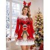 Christmas Sweater Dress Elk Snowflake Ombre Print Long Sleeve Bodycon Mini Dress - Rouge S | US 4