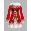 Christmas Sweater Dress Elk Snowflake Ombre Print Long Sleeve Bodycon Mini Dress - Rouge S | US 4