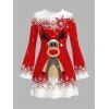Christmas Sweater Dress Elk Snowflake Ombre Print Long Sleeve Bodycon Mini Dress - Rouge M | US 6