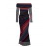 Vintage Couple Outfit Tie Dye Print Off the Shoulder Ruched Mesh Panel Bodycon Dress and Long Sleeve Shirt Set - Rouge Vineux S | US 4