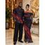 Vintage Couple Outfit Tie Dye Print Off the Shoulder Ruched Mesh Panel Bodycon Dress and Long Sleeve Shirt Set - Rouge Vineux S | US 4