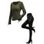 Casual Women Outfit Solid Color Grommet Lace Up Round Neck Top and Chain Embellishment Skinny Pants Set - Noir S | US 4