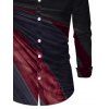 Men's Casual Shirt Ombre Tie Dye Print Button Up Long Sleeve Shirt - Rouge Vineux 5XL
