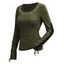 Solid Color Top Grommet Lace Up Round Neck Long Sleeve Top - Rouge Vineux XXL | US 14