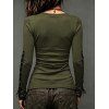 Solid Color Top Grommet Lace Up Round Neck Long Sleeve Top - Vert XXL | US 14