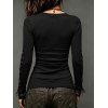 Solid Color Top Grommet Lace Up Round Neck Long Sleeve Top - Rouge Vineux XXL | US 14