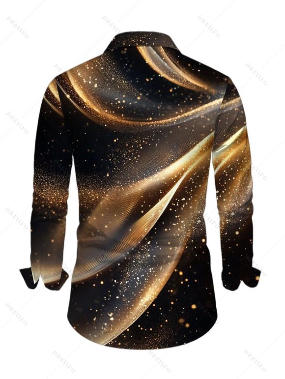 Party Couple Outfit Starry Galaxy Print Mesh Panel Skew Neck Bodycon Dress and Long Sleeve Shirt Set - marron foncé S | US 4