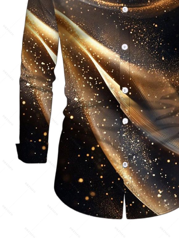 Party Couple Outfit Starry Galaxy Print Mesh Panel Skew Neck Bodycon Dress and Long Sleeve Shirt Set - marron foncé S | US 4
