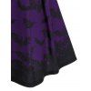 Robe Ligne A à Bretelle Chauve-souris Imprimé à Taille Haute à Lacets - Iris Pourpre S