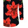 Men's Vacation Shirt Gladiolus Flower Print Button Up Long Sleeve Shirt - Rouge S