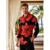 Men's Vacation Shirt Gladiolus Flower Print Button Up Long Sleeve Shirt - Rouge 5XL