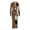 Winter Couple Outfit Colorblock Abstract Graffiti Print Ruched Button Up Bodycon Shirt Dress and Long Sleeve Shirt Set - marron foncé S | US 4