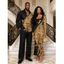 Elegant Party Couple Outfit Gold Glitter Scrollwork Print U Neck Bodycon Dress and Long Sleeve Shirt Set - Noir S | US 4