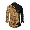Elegant Party Couple Outfit Gold Glitter Scrollwork Print U Neck Bodycon Dress and Long Sleeve Shirt Set - Noir S | US 4