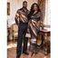 Party Couple Outfit Starry Galaxy Print Mesh Panel Skew Neck Bodycon Dress and Long Sleeve Shirt Set - marron foncé S | US 4