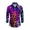 Ethnic Couple Outfit Leopard Mandala Floral Colorblock Print Mesh Panel Skew Neck Bodycon Dress and Long Sleeve Shirt Set - Concorde S | US 4