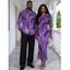 Winter Couple Outfit Wave Line Rhinestone Print Mesh Panel Skew Neck Bodycon Dres and Long Sleeve Shirt Set - Pourpre S | US 4