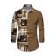 Men's Winter Shirt Colorblock Abstract Graffiti Print Button Up Long Sleeve Shirt - marron foncé L