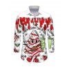 Men's Christmas Shirt Christmas Tree Snowflake 3D Print Button Up Long Sleeve Holiday Shirt - Blanc 4XL