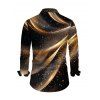 Men's Party Shirt Starry Galaxy Print Button Up Long Sleeve Shirt - marron foncé S
