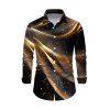 Men's Party Shirt Starry Galaxy Print Button Up Long Sleeve Shirt - marron foncé S