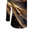 Men's Party Shirt Starry Galaxy Print Button Up Long Sleeve Shirt - marron foncé S