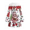 Christmas Dress Christmas Tree Snowflake 3D Print Bell Sleeve A Line Mini Holiday Dress - Rouge XXL | US 14