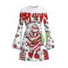 Christmas Dress Christmas Tree Snowflake 3D Print Bell Sleeve A Line Mini Holiday Dress - Rouge XXL | US 14