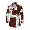 Men's Winter Shirt Colorblock Abstract Brushstroke Graffiti Print Button Up Long Sleeve Shirt - Rouge Vineux 3XL
