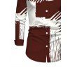 Men's Winter Shirt Colorblock Abstract Brushstroke Graffiti Print Button Up Long Sleeve Shirt - Rouge Vineux 3XL