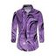 Men's Winter Shirt Wave Line Rhinestone Print Button Up Long Sleeve Shirt - Pourpre L
