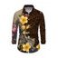 Men's Vacation Shirt Leopard Paisley Tropical Floral Print Button Up Long Sleeve Shirt - Noir M