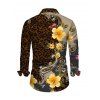 Men's Vacation Shirt Leopard Paisley Tropical Floral Print Button Up Long Sleeve Shirt - Noir M